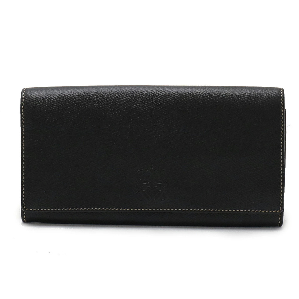 Loewe Anagram Flap Wallet Bi fold Long Leather Black